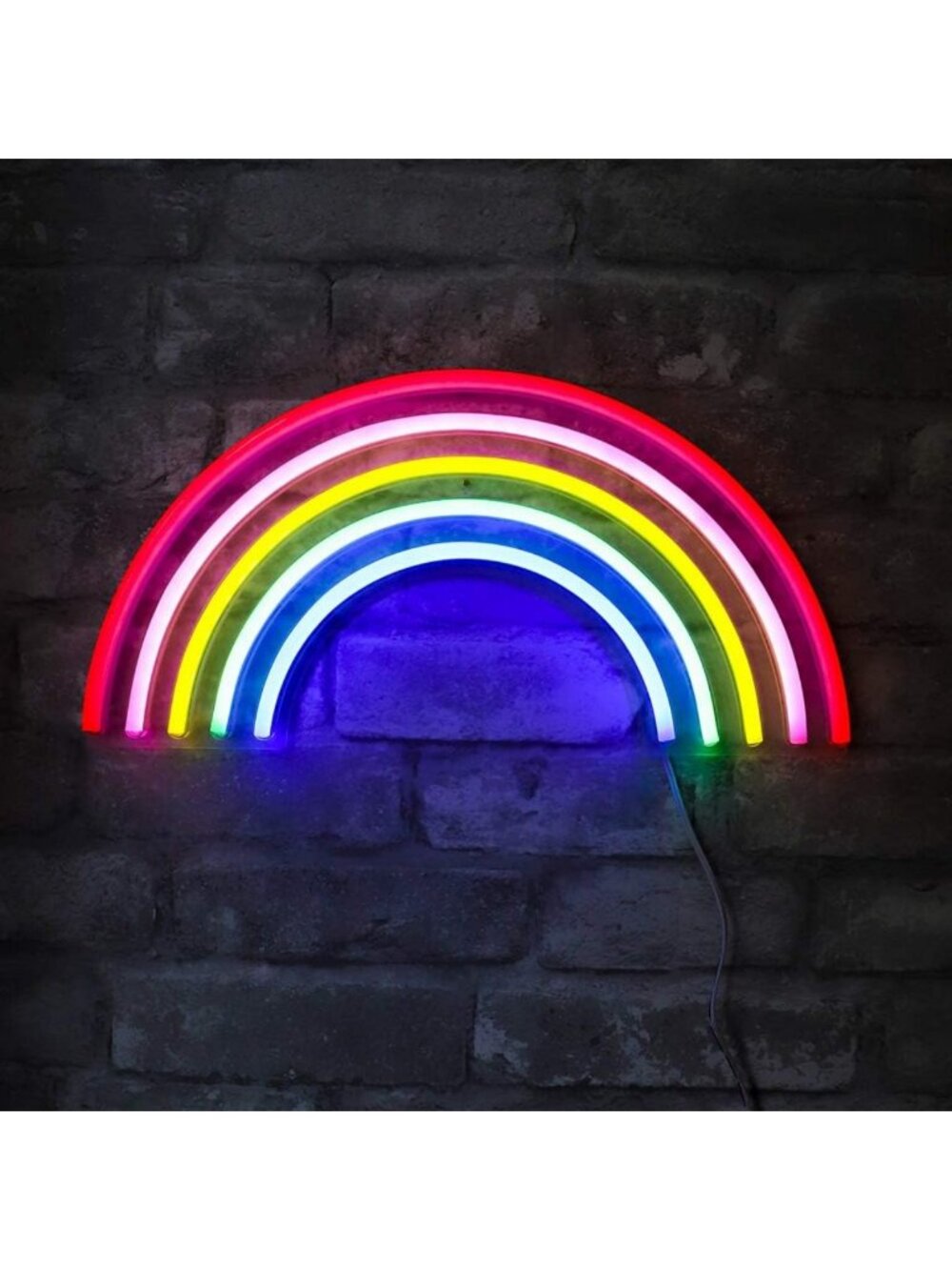Colorful LED Neon Rainbow Wall Sign - 15"x7.5" Bright Decorative Light Art